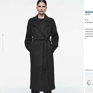COS BELTED DOUBLE-FACED WOOL COAT - Black - size S - Previous version